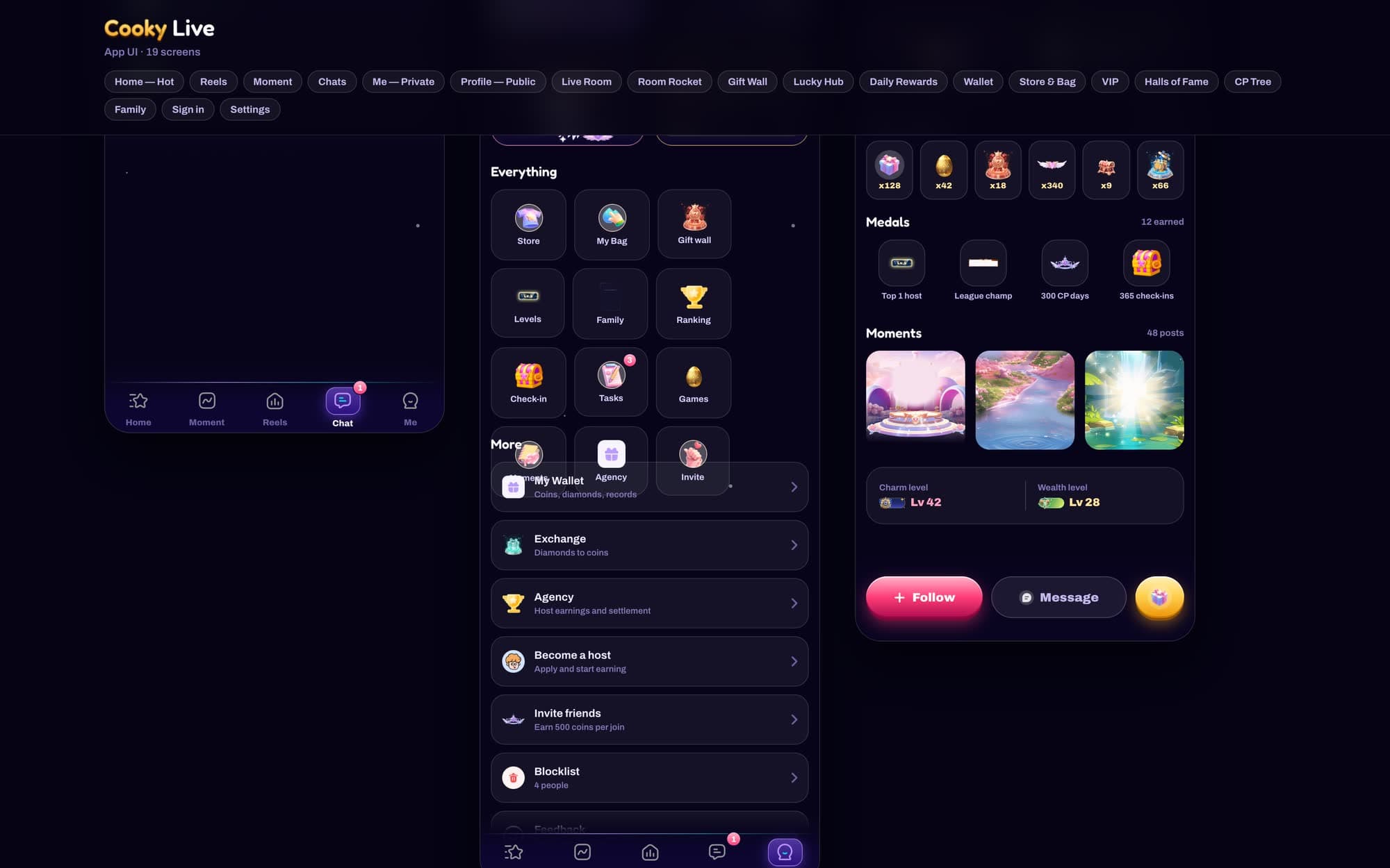Live social app — UI/UX — sheet 3