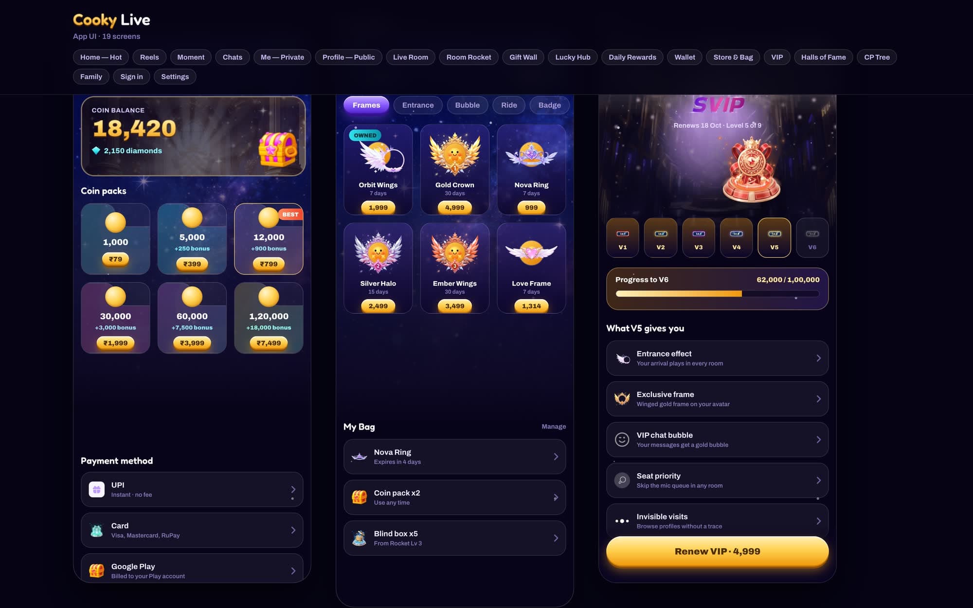 Live social app — UI/UX — sheet 6